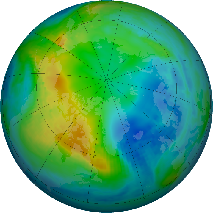 Arctic ozone map for 14 November 1989